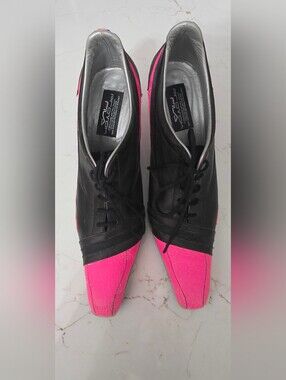 Vintage Y2K Fila Sneaker Heels Black Neon Pink Stiletto Pumps MINT Deadstock 9